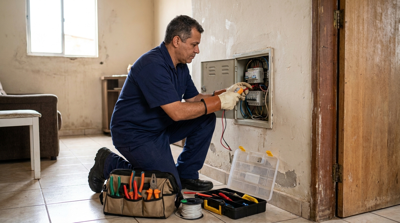 Eletricista com ferramentas em Brasília‑DF