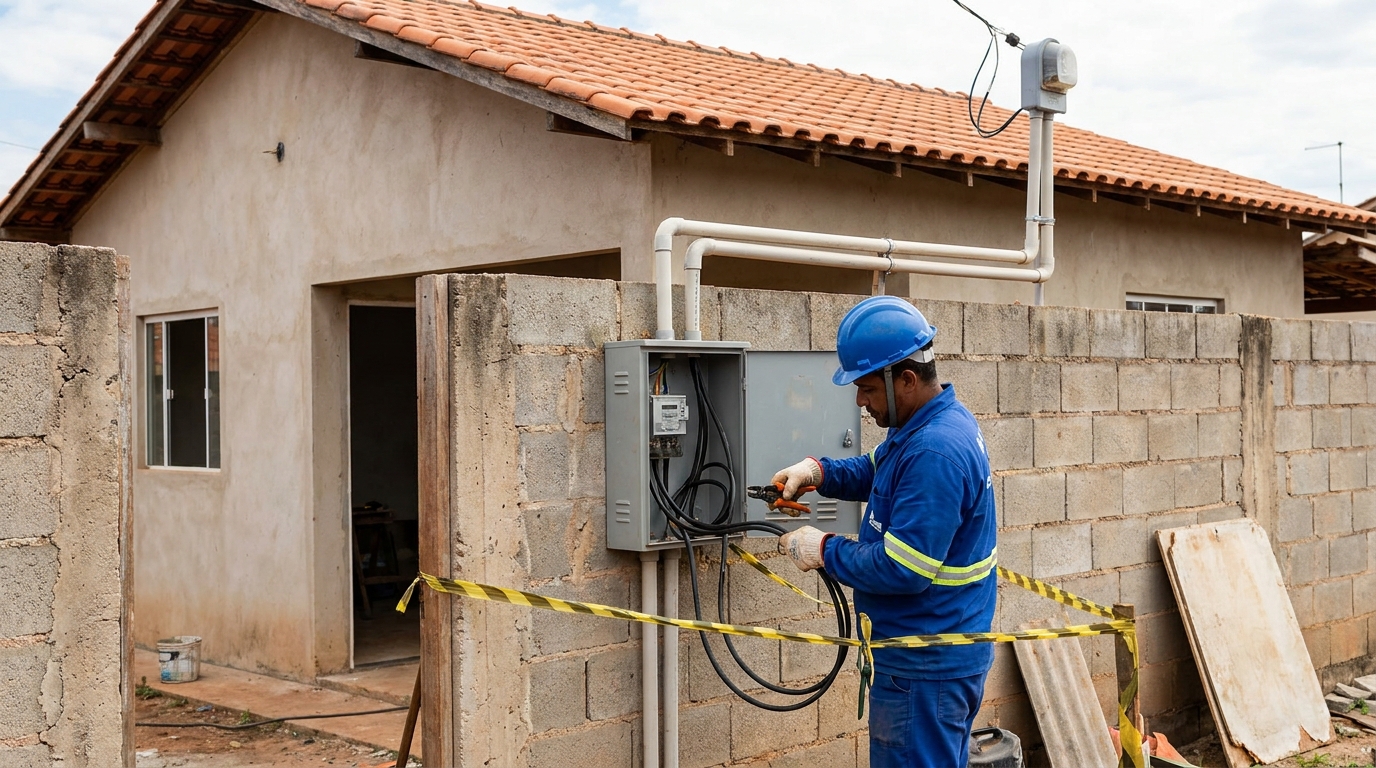 Eletricista instalando padrao de energia em Brasília‑DF