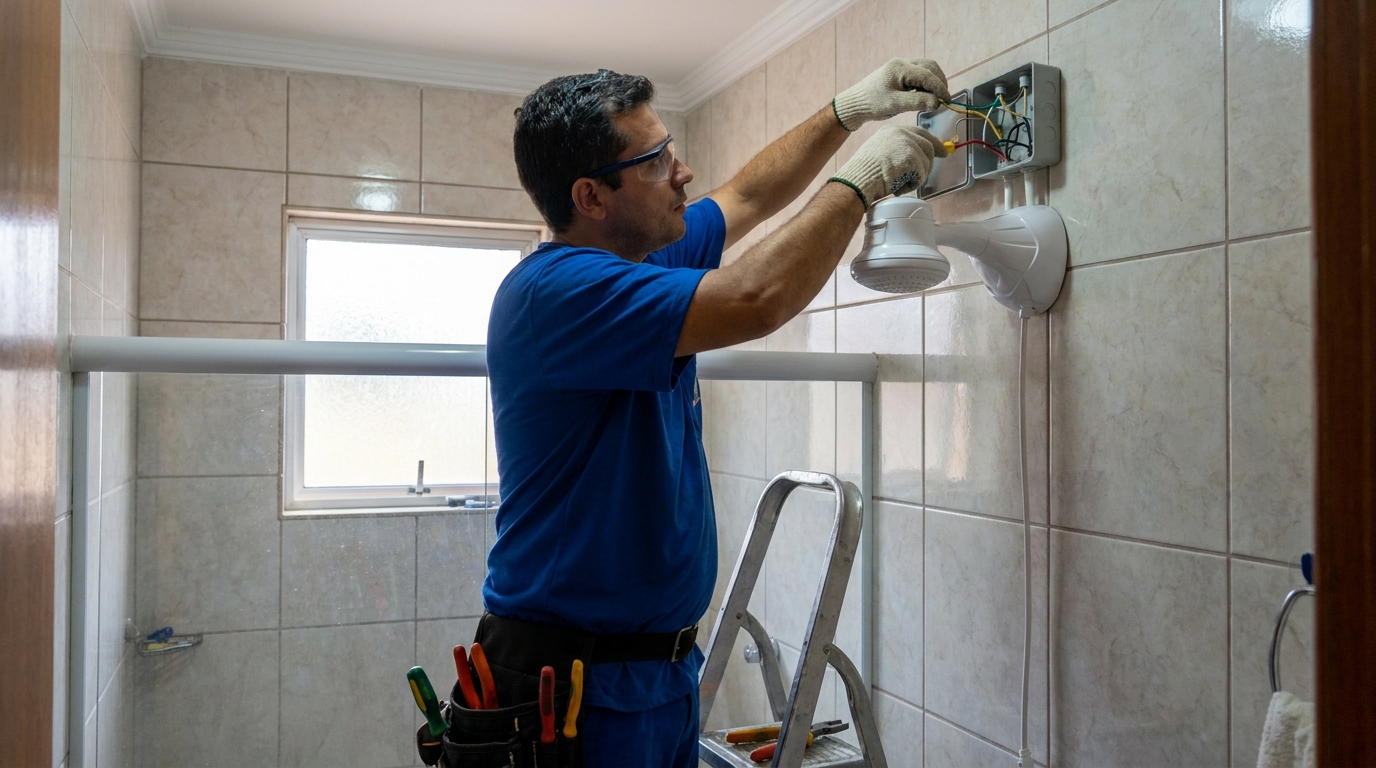 Instalacao de chuveiro eletrico profissional em Brasília‑DF