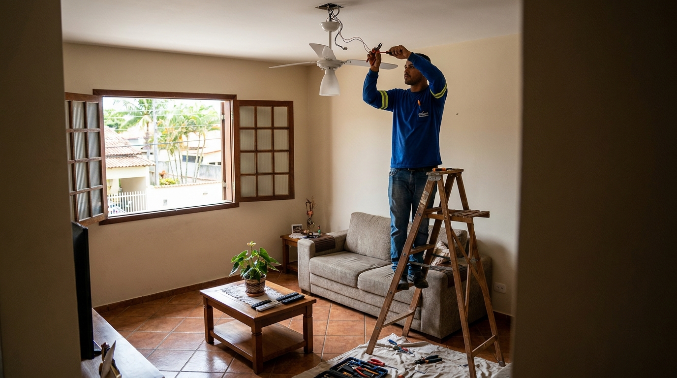Instalacao de ventilador de teto profissional em Brasília‑DF