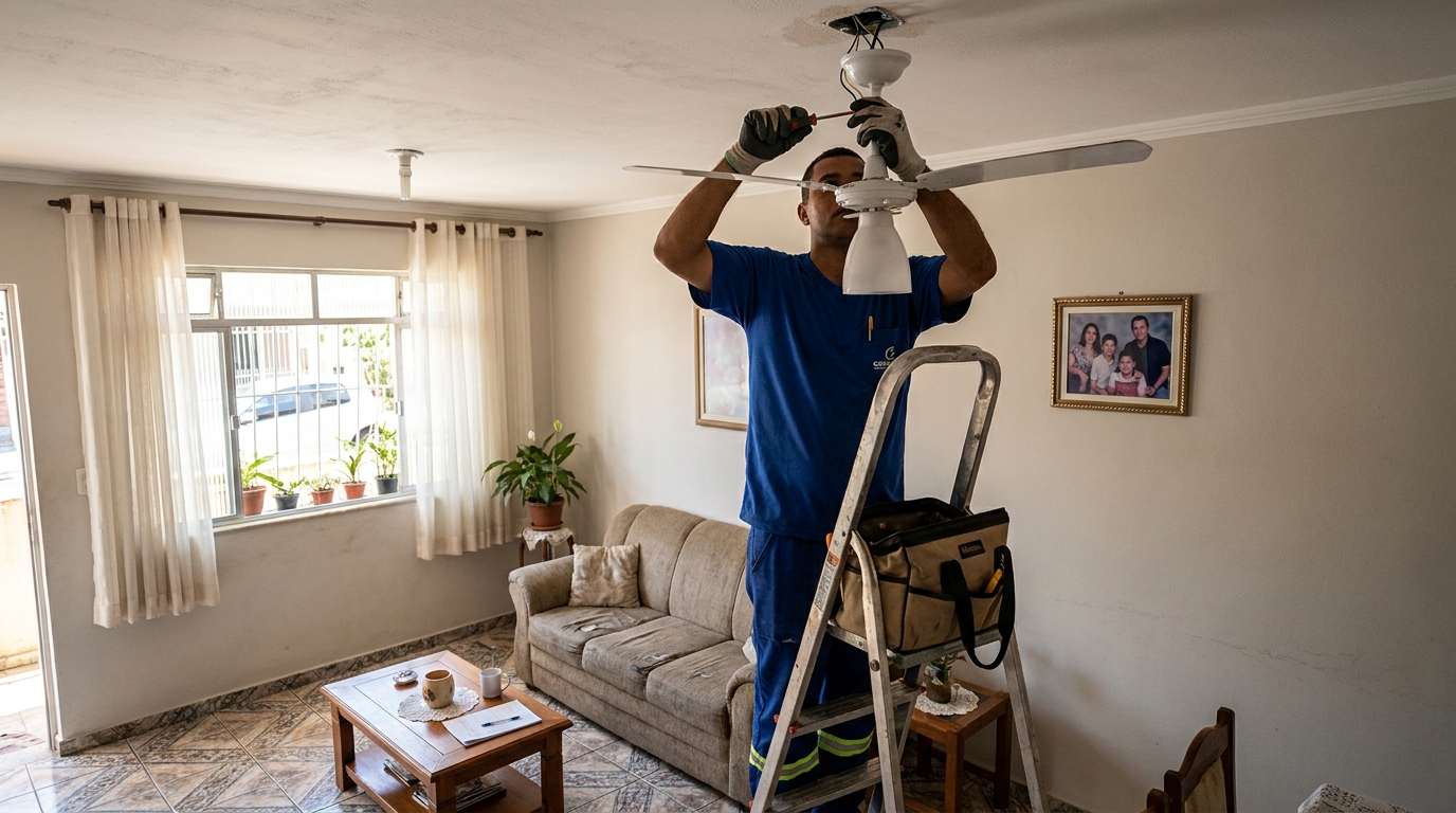 Instalacao de ventilador de teto residencial em Brasília‑DF