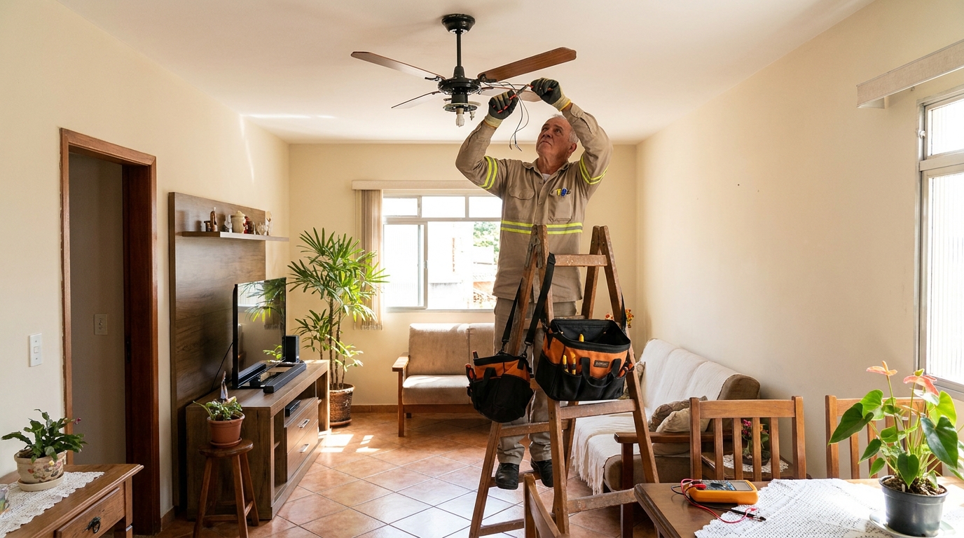 Montagem de ventilador de teto em Brasília‑DF